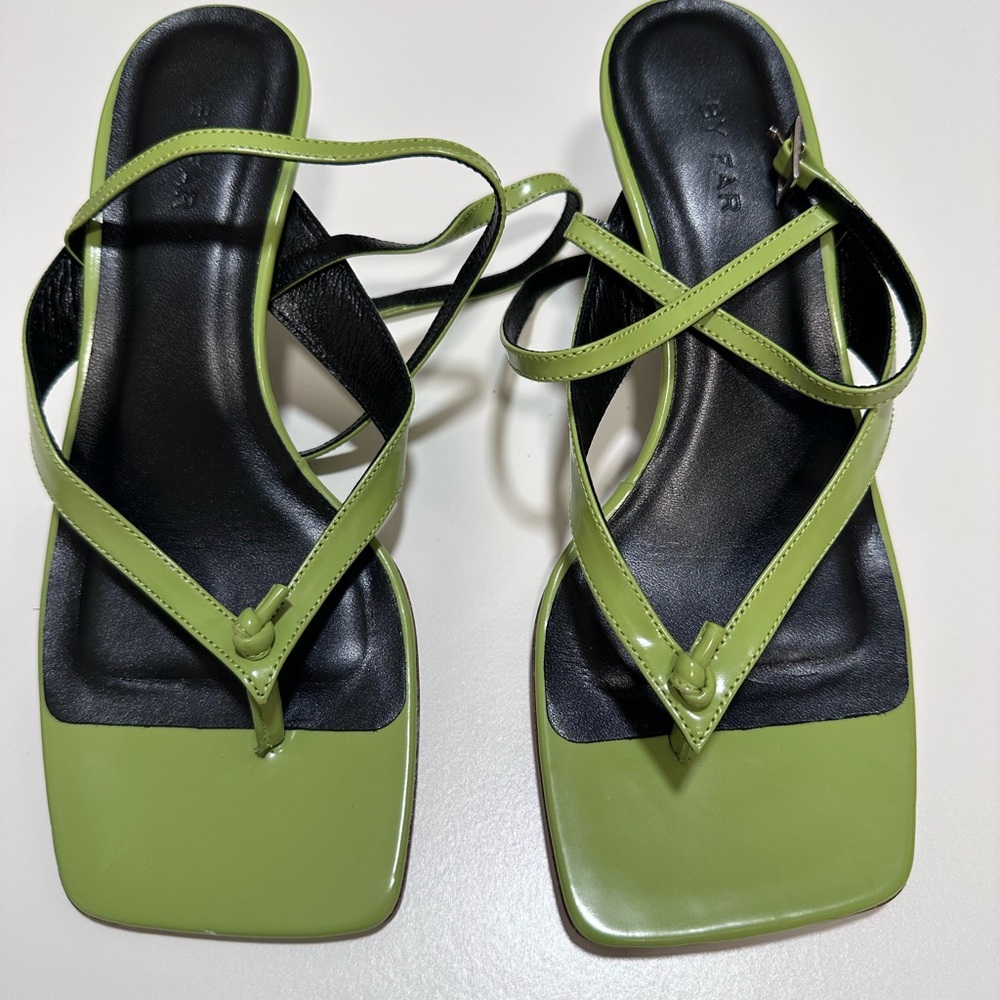 BY FAR Olive Green Strappy Sandals